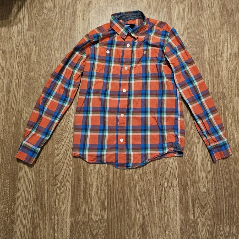 GAP Boy's Vibrant Plaid Button-Down Shirt Size Large